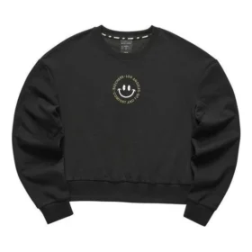 Bluza z okrągłym dekoltem i nadrukiem uśmiechu „Czarny Szary Fioletowy”