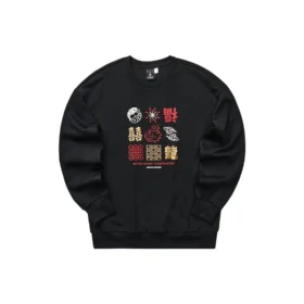 Bluza z okrągłym dekoltem z dzianiny graficznej z serii noworocznej „Black Red Yellow” Bluza z okrągłym dekoltem z dzianiny graficznej z serii noworocznej „Black Red Yellow”