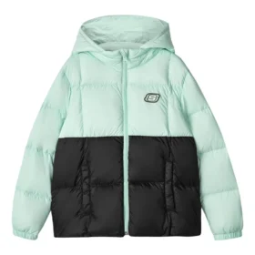 Casualowa kurtka puchowa z kapturem w stylu color block „Green Black”