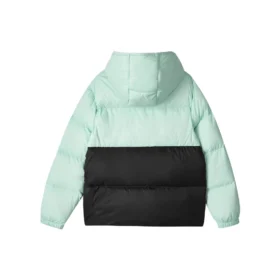 Casualowa kurtka puchowa z kapturem w stylu color block „Green Black”