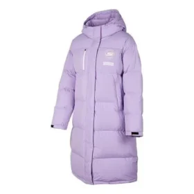 Długa kurtka puchowa z nadrukiem literowym „Purple”