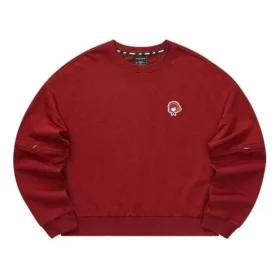 Jednokolorowa luźna bluza z okrągłym dekoltem „Burgundy”