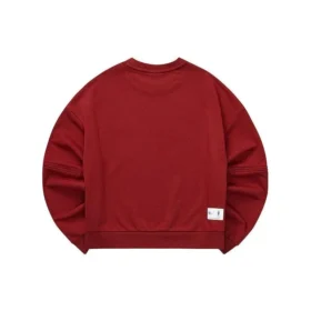 Jednokolorowa luźna bluza z okrągłym dekoltem „Burgundy”