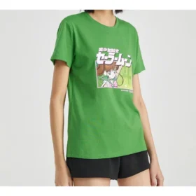 Koszulka z krótkim rękawem Sailor Moon Crossover z kolekcji SS20, kolor zielony