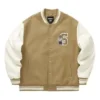 Kurtka baseballowa z nadrukiem liter „Tan White Black”