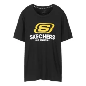 Męska koszulka Skechers z okrągłym dekoltem i krótkim rękawem, czarna Męska koszulka Skechers z okrągłym dekoltem i krótkim rękawem, czarna