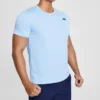 Męska koszulka treningowa Skechers do biegania, sportowa, z dzianiny, z krótkim rękawem, niebieska