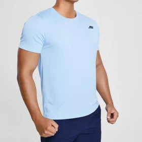 Męska koszulka treningowa Skechers do biegania, sportowa, z dzianiny, z krótkim rękawem, niebieska Męska koszulka treningowa Skechers do biegania, sportowa, z dzianiny, z krótkim rękawem, niebieska