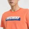 Męska koszulka z krótkim rękawem Skechers z nadrukiem, pomarańczowo-czerwona