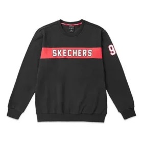 Męski sweter z dzianiny Skechers z nadrukiem alfabetu, czarny Męski sweter z dzianiny Skechers z nadrukiem alfabetu, czarny