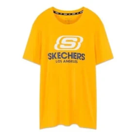 Męskie koszulki z krótkim rękawem Skechers Logo w kolorze złotym Męskie koszulki z krótkim rękawem Skechers Logo w kolorze złotym
