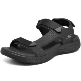 On-the-GO 600 Velcro Outdoor Open Toe Płaskie buty z obcasem Sports Full Black Sandały