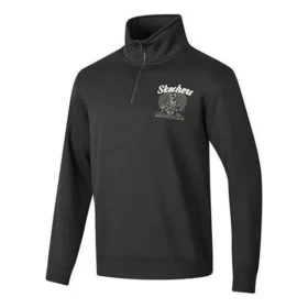 Prosta, tkana bluza z półsuwakiem i okrągłym dekoltem „Black White”