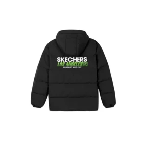 Tkana sportowa kurtka puchowa z kapturem „Black White Green”