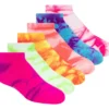 Zestaw 6 par modnych skarpetek dla dziewczynek w stylu tie-dye Zestaw 6 par modnych skarpetek dla dziewczynek w stylu tie-dye